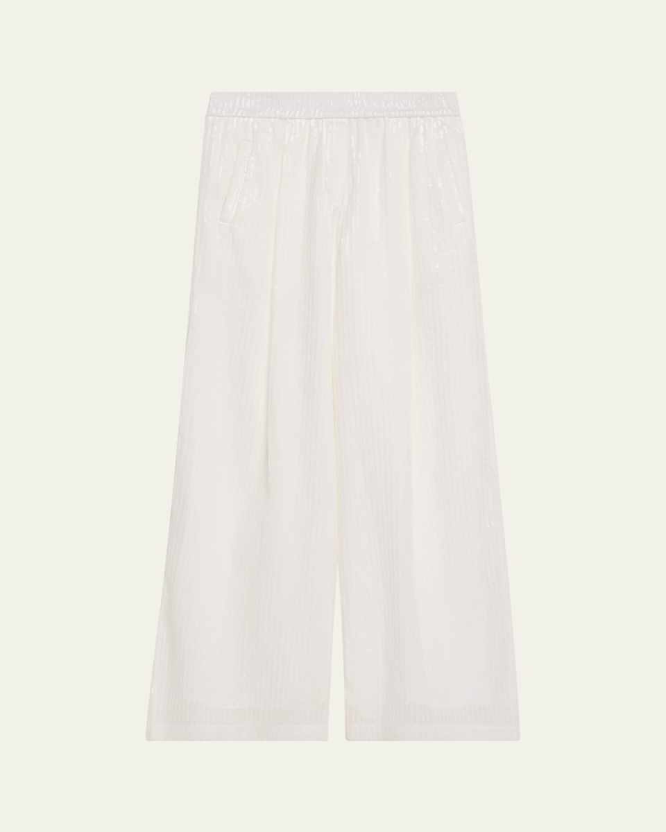 Stripe Sequined Wide Leg Organza Pants